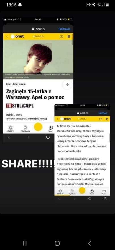 _Hankaa_'s tweet photo. Wiem, że mam słabe zasięgi ale zaginęła znajoma mojej koleżanki, więc jeśli możecie to proszę podajcie dalej, ponieważ wszystkim naprawdę zależy żeby wróciła zdrowa i bezpieczna do domu. !!! https://t.co/SHaYYSMKXU