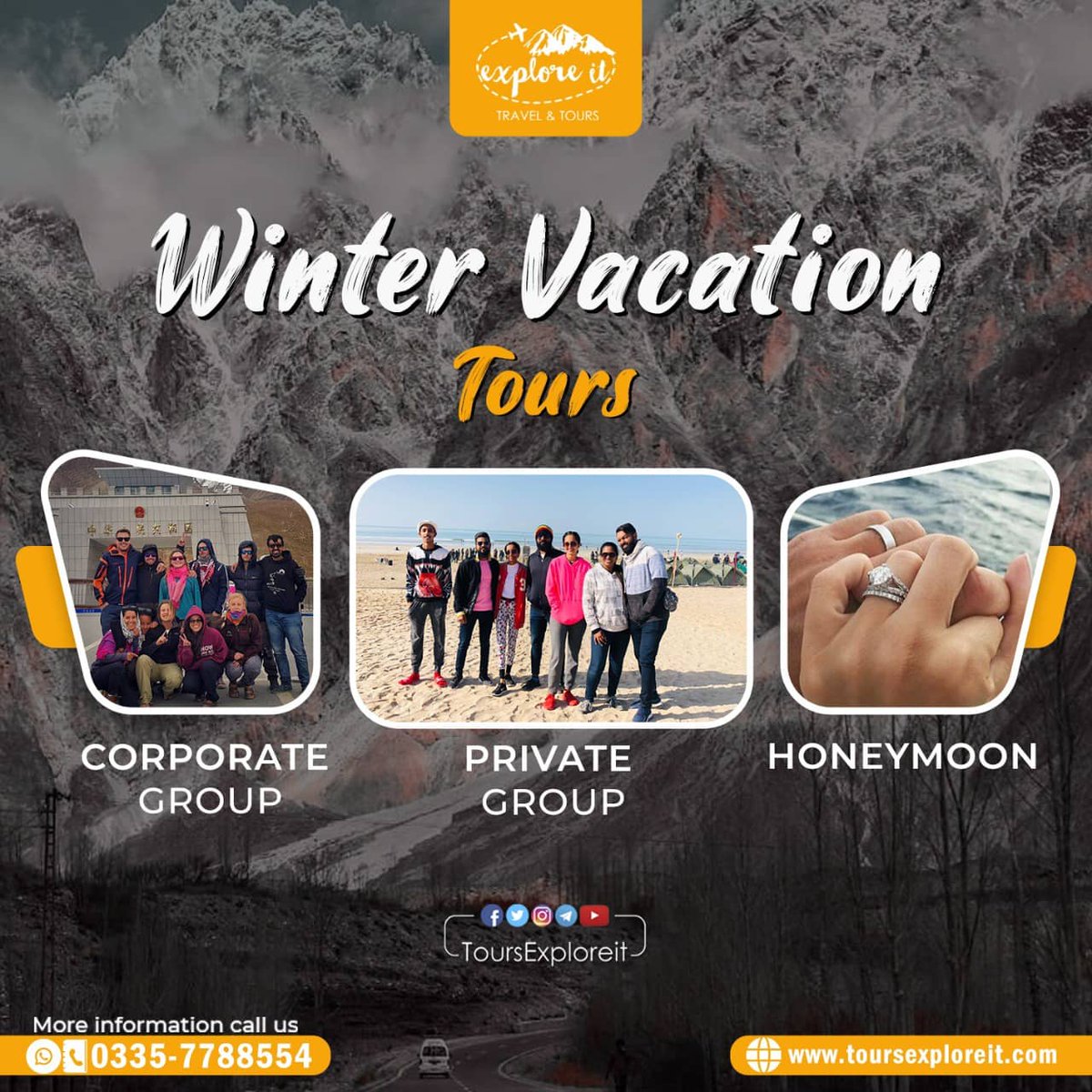 ToursExploreIt's tweet photo. Make Your Winter Vacantions Memorable ☃️

✈🚉🚃 Plan Your Trip With Exploreit...

📲 Contact: Call/Whatsapp
+92-335-7788554

Or 

📩 Inbox Us At 

➡️ Instagram - Twitter - Telegram - Facebook
👇
@ToursExploreit 

#Exploreit #Pakistan #Winter #Tour #Travel #BeauifulPakistan https://t.co/kUYPMvaaYq