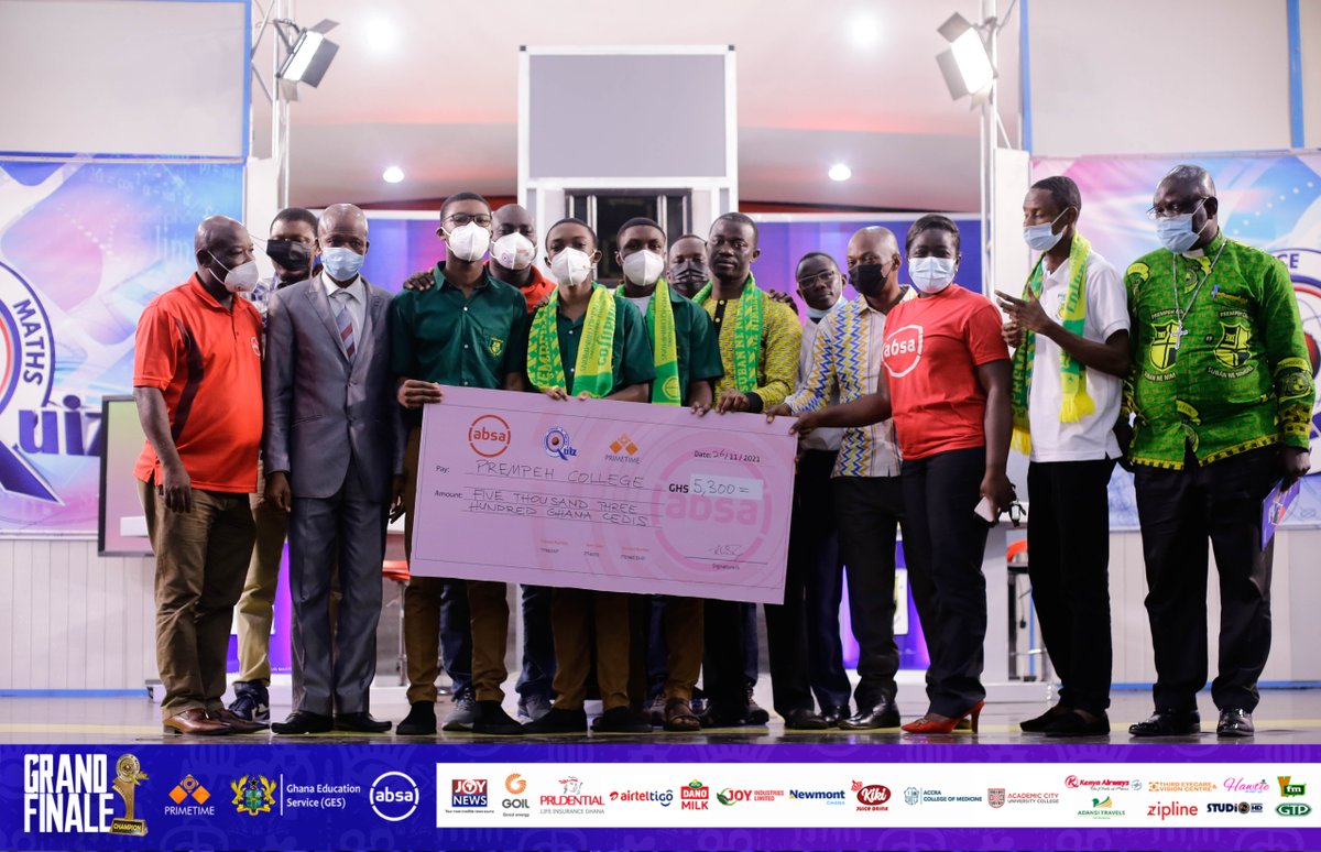 NSMQGhana's tweet photo. Prempeh College, PRESEC - Legon, and Keta SHTS have earned Gh¢5,300 Gh¢4,900 &amp; Gh¢3,000 respectively in the @AbsaGhana Money Zone based on their total scores in their Final contest of #NSMQ2021.

#NSMQinKumasi #NSMQ2021 #Primetime #NSMQWithAbsa https://t.co/UF8DhgdVln