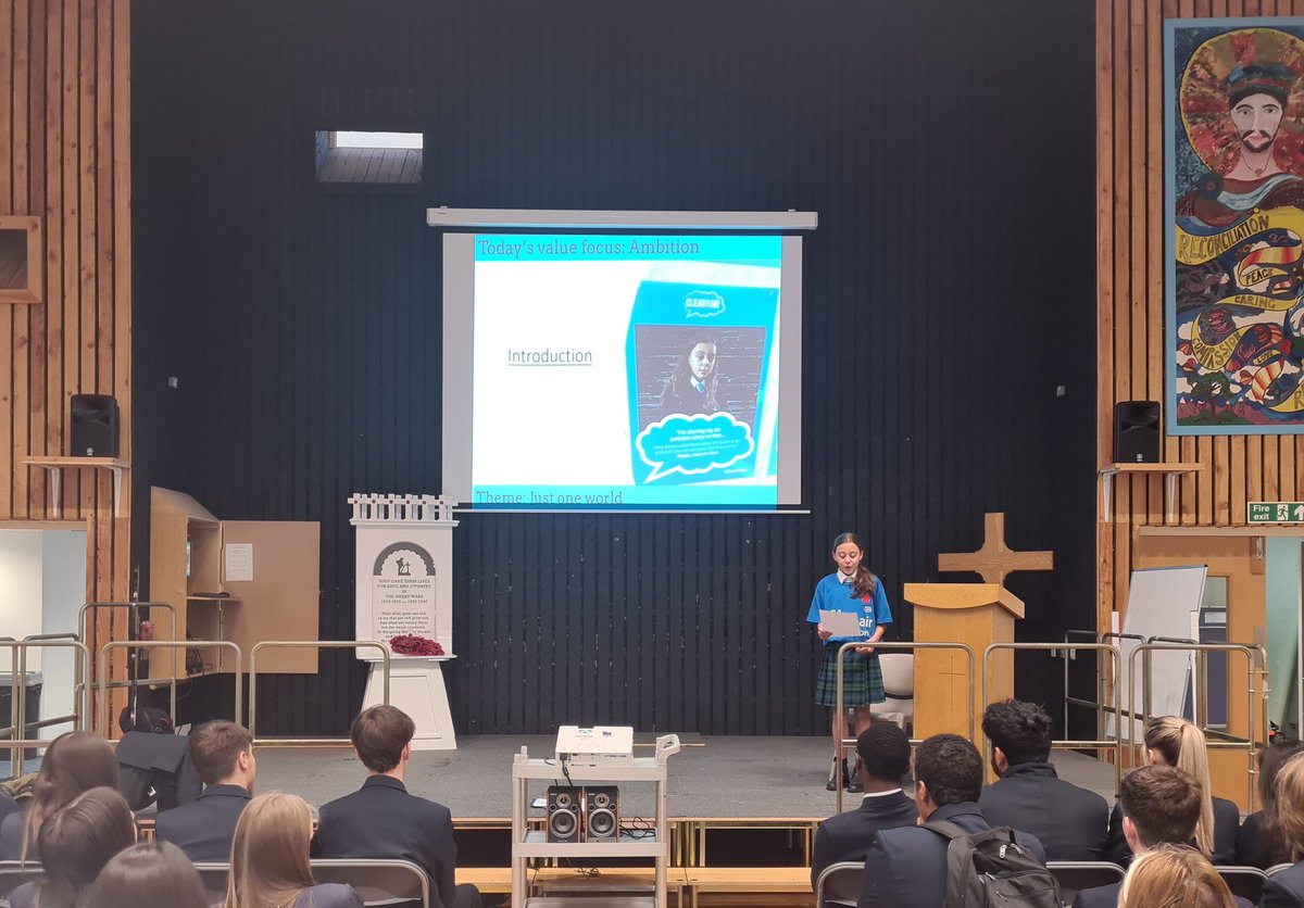 LeadershipASFA1's tweet photo. This week Magda (yr7) gave a speech to all year groups about her visit to @COP26 and her passion for the environment. A true environmental leader who has inspired many students. @ACADEMYSFA https://t.co/Wjcp2db23q