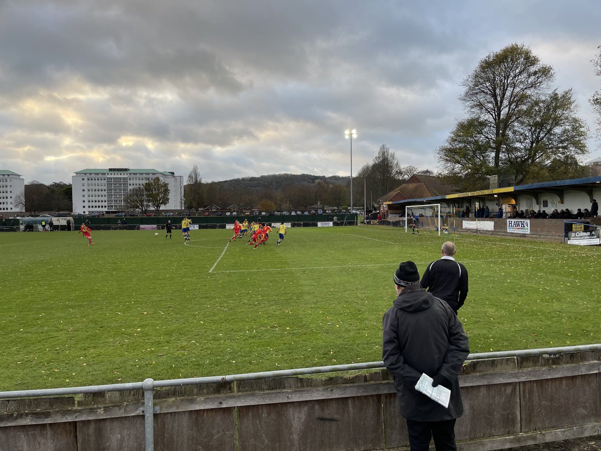 bornatotter's tweet image. No question ⁦@eastbournetfc⁩ is a lovely place to watch a game.  Two up early as the Dockers really haven’t got going at all.  I had a nice pastie and a cup of splosh out of a proper big tea pot for three quid and you can’t argue with that. ⁦@NonLeagueCrowd⁩