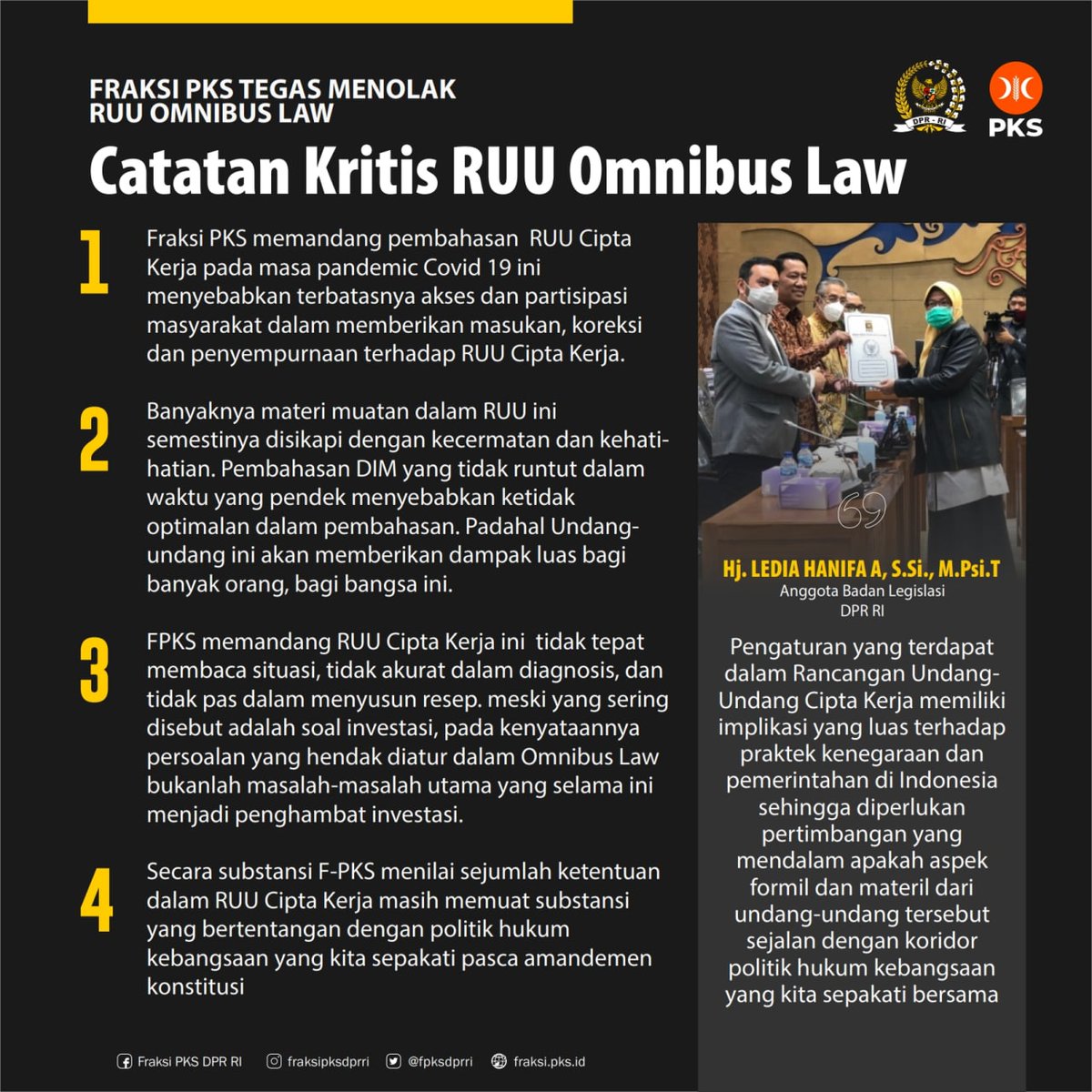 [ MENGINGATKAN KEMBALI PERJUANGAN FPKS DPR RI] 🇲🇨

Penolakan FPKS DPRRI terhadap RUU Omnibus Law Ciptaker bukan baru saat peraturan ini jadi perhatian publik. Sejak akhir Februari 2020 penolakan itu sudah disuarakan oleh PKS melalui Anggota Komisi IX Anshori Siregar⚠️
