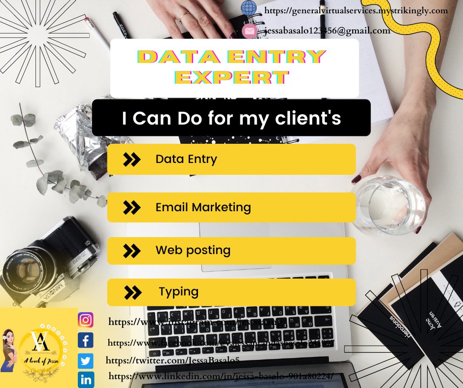 JessaBasalo5's tweet photo. Expert Data Entry is committed to providing high-quality data entry services and delivering them to clients with the assurance that they will be delivered on time. β¨οΈπ» β°β³π
#Dataentry
#Virtualssistant
#Emailmarketing
#Webposting https://t.co/tpagjE9dSD