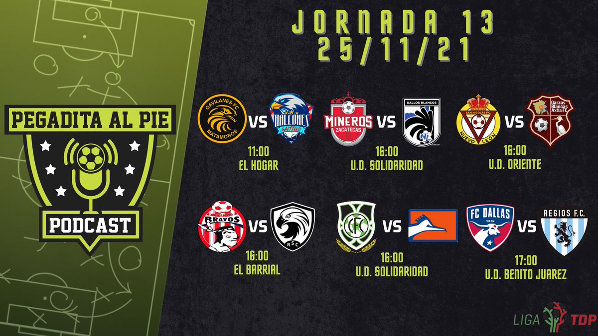 pegaditaalpie's tweet photo. #LigaTDP | Continúa la actividad con un sábado muy cargado, te déjalos los encuentros para hoy ⬇️
@FC_Gavilanes vs #Halcones
@MinerosReynosa vs #GallosNL
@sanicolasfcmx vs #GarzasBlancas
@BravosNLD vs #RSC
@cfcadereyta vs @CorrecaminosTDP 
@FcDallasMX vs #RegiosFC
@LigaTDP | J13 https://t.co/3maXsndIfX