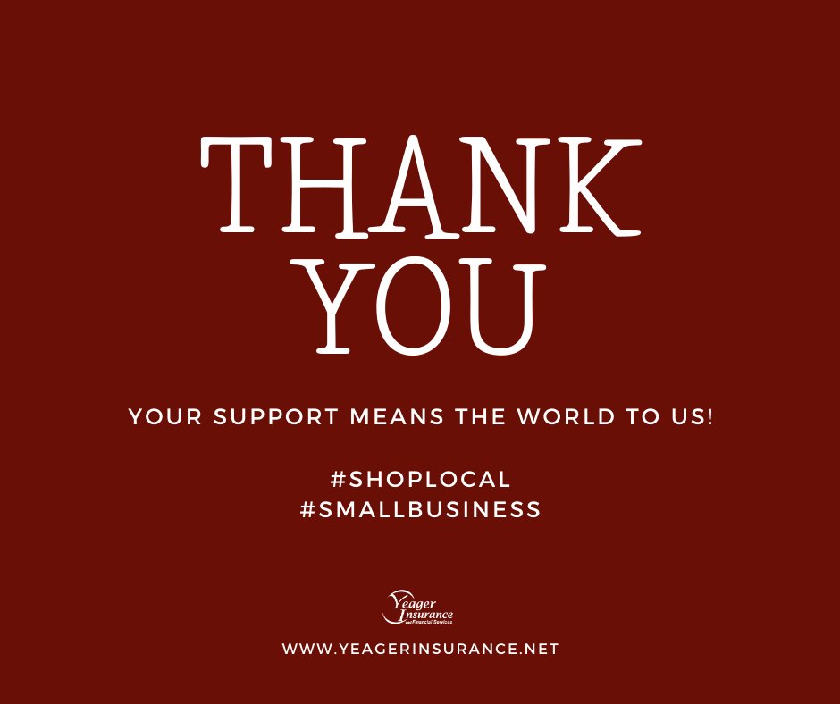 yeagerinsurance's tweet photo. Happy #SmallBusinessSaturday 🎉 Yeager Insurance would like to thank awesome customers like you for your amazing support! 

We encourage everyone to come out and support your favorite local businesses 🛒 #shoplocal https://t.co/sHxpymI9PQ