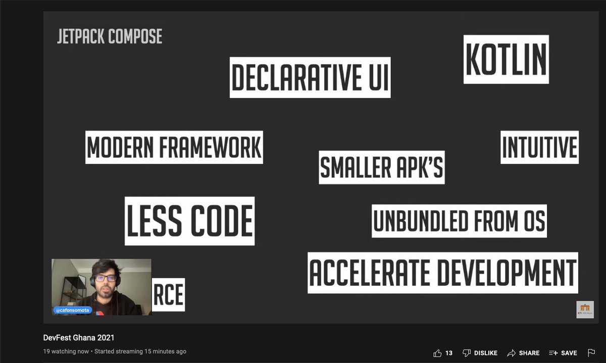 wtmaccra's tweet photo. @cafonsomota going through #JetPackCompose. Join in now Live on Youtube : https://t.co/GWxmWlI1WP
#DevFestGhana #DevFestSSA #DevFest2021 https://t.co/yKGH5qXHO6