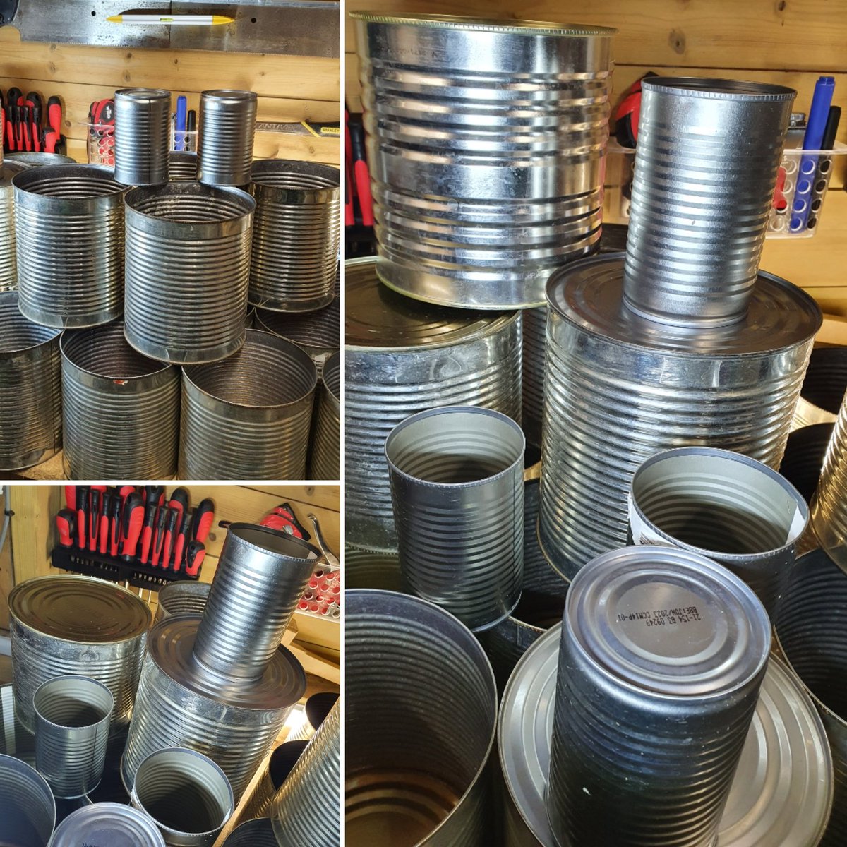 G3r4ld0_B4rr0s's tweet image. Tins &amp;amp; more tins! 🥫🥫🥫 
Loads of empty tins have taken over my DIY work space! 🤔 Is this how Santa's 🎅 workshop looks?! 😳 Better get something made from this then! Feel like new project might be on the way! 🙄😉  #tinman #reusingandrecycling #DIYprojects #tinchristmastree