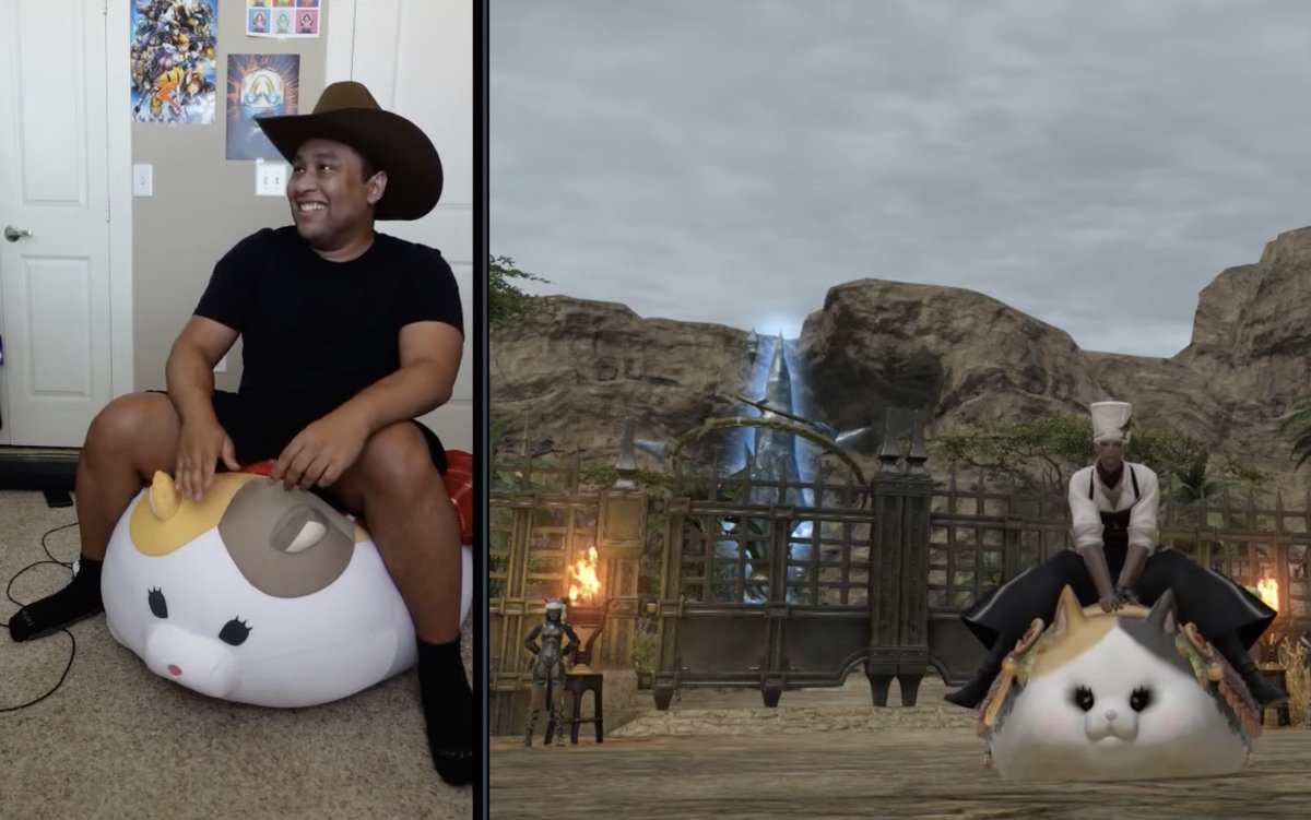 FlexbotKits's tweet photo. Converting a Fat Cat cushion into a controller for Final Fantasy XIV: Mounts in the video game Final Fantasy XIV act like how cars or horses do in our world since they allow players to travel around the map much faster than would otherwise be possible.… https://t.co/pmNRA9NSyw https://t.co/7IjY9UEtkj