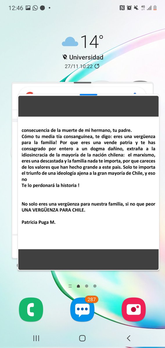 ProfBarraza's tweet photo. @ONU_es @WFP_es A propósito de lo que plantean señores ONU ¿que opinión les merece esta carta que habría escrito Patricia Puga, tía de @mbachelet? https://t.co/OwKLR6PFNQ
