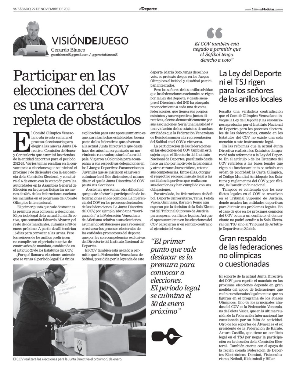 cardilloromero's tweet photo. Participar en las elecciones del Comité Olímpico Venezolano es una carrera repleta de obstáculos. 

📌 Reportaje Últimas Noticias 

@HectoRodriguez @MervinMaldonad0 @Mppjd_ @INDeporteVE https://t.co/QYvqGqgfXD