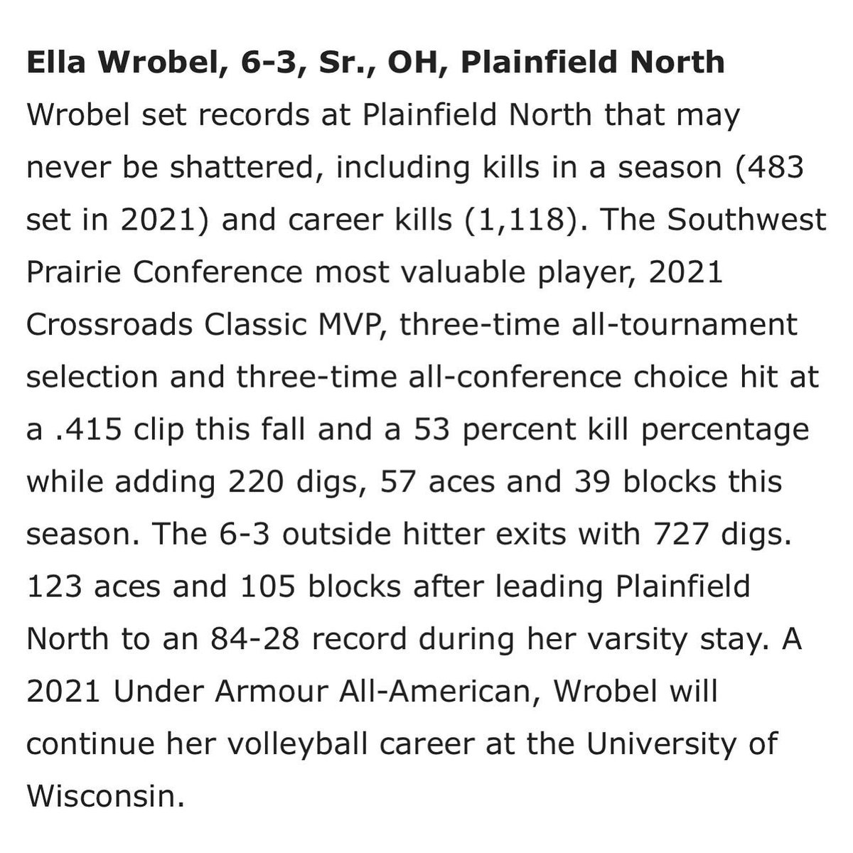 pnhsvb's tweet photo. CONGRATULATIONS to @ellawrobell Lauren Jansen &amp; Ella Strausberger on being named to the 2021 @illprepvb All-State Team‼️‼️

Ella Wrobel - First Team All-State
Lauren Jansen - Special Mention
Ella Strausberger - Special Mention

@PNHSAD @IVCAcoaches @BadgerVB @Joliet_HN https://t.co/EkSES455s3