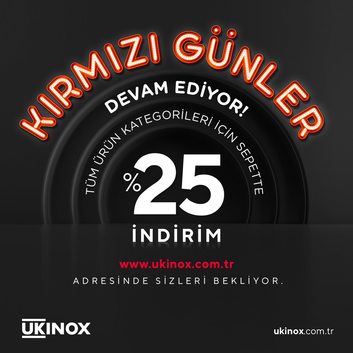 Sadece sınırlı süre için geçerli sepette %25 indirim fırsatı Ukinox, Kırmızı Günler’de! Peşin fiyatına 12 taksit imkanı ile sahip olabileceğiniz eviye ve ankastre mutfak cihazları fırsatlarını kaçırmayın. Ayrıntılı bilgi için ukinox.com.tr adresini ziyaret edebilirsiniz