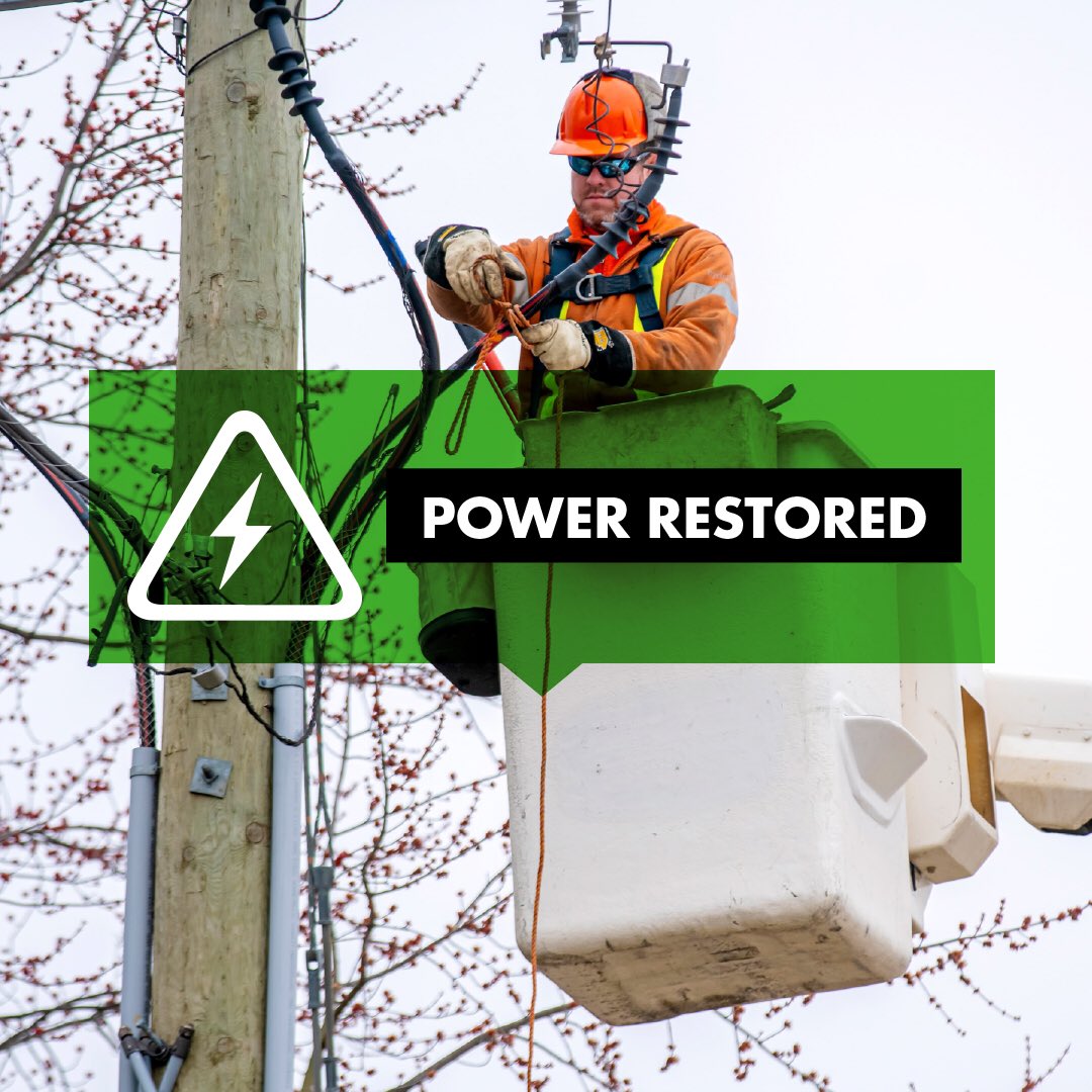 Hydro One on Twitter "UPDATE Power has been restored to all customers