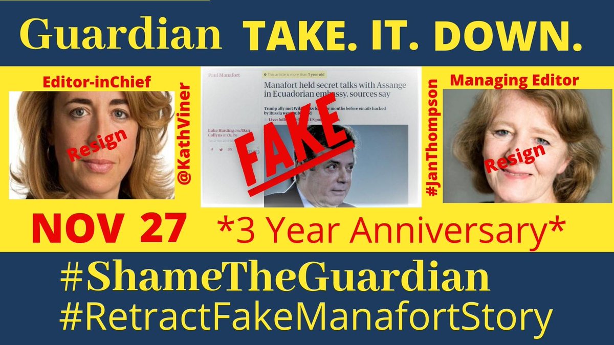 Plucille54's tweet photo. @guardian Three Year Anniversary of tying #JulianAssange to #Russiagate nonsense! Shame on you!!
@KathViner #JanThompson @lukeharding1968 
Take. It. Down. Apologize.
Support Assange full throat! Stop this extradition!
Report the facts! CIA plot! UC Global!
#RetractFakeManafortStory https://t.co/F8BTh8TRLN