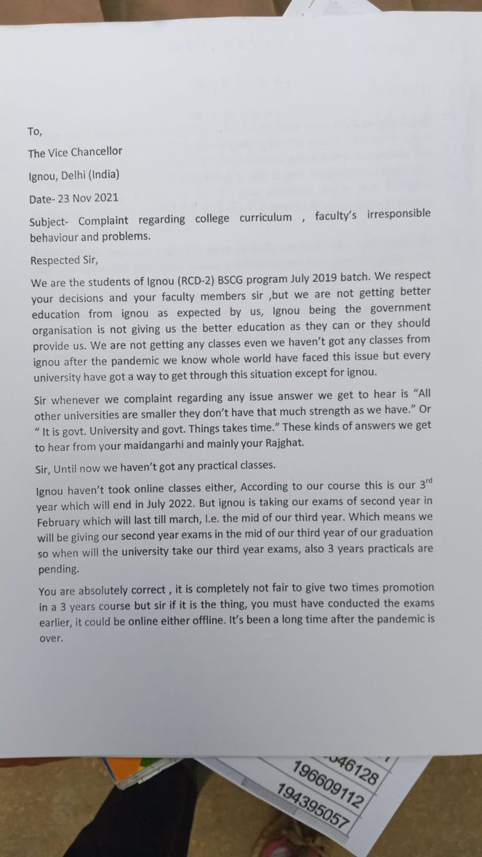 Sushant32204187's tweet photo. Our 2year had already finished but we r forced by @OfficialIGNOU to give exams in the middle of 3rd year that too without books and not following rules of @ugc_india #promoteus #unfairignou @dpradhanbjp @rashtrapatibhvn @msisodia @narendramodi @RahulGandhi @SonuSood PLZ help us🙏 https://t.co/kCTgDVg3dn