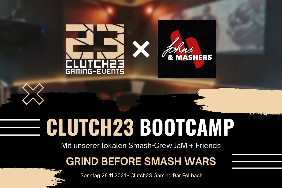 Die Jungs und Mädels unserer lokalen Smash Ultimate Crew <a href="/SSB_JaM/">JaM | Johns and Mashers</a> + Friends veranstalten morgen (Sonntag 28.11) ein Bootcamp in der Clutch 🔥

Grind Before Smash Wars 🤯

Wir freuen uns drauf ❤️