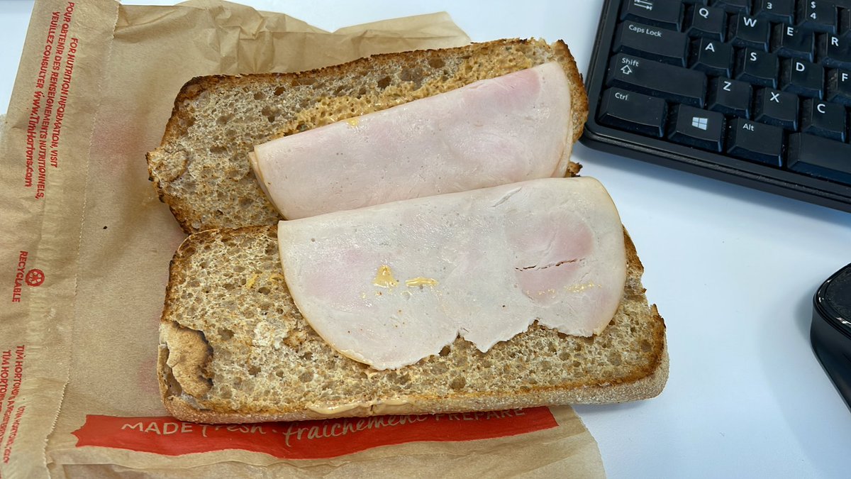PMacDougall's tweet photo. @TimHortons thanks for the turkey bacon club…….. https://t.co/86t3Jj0REs