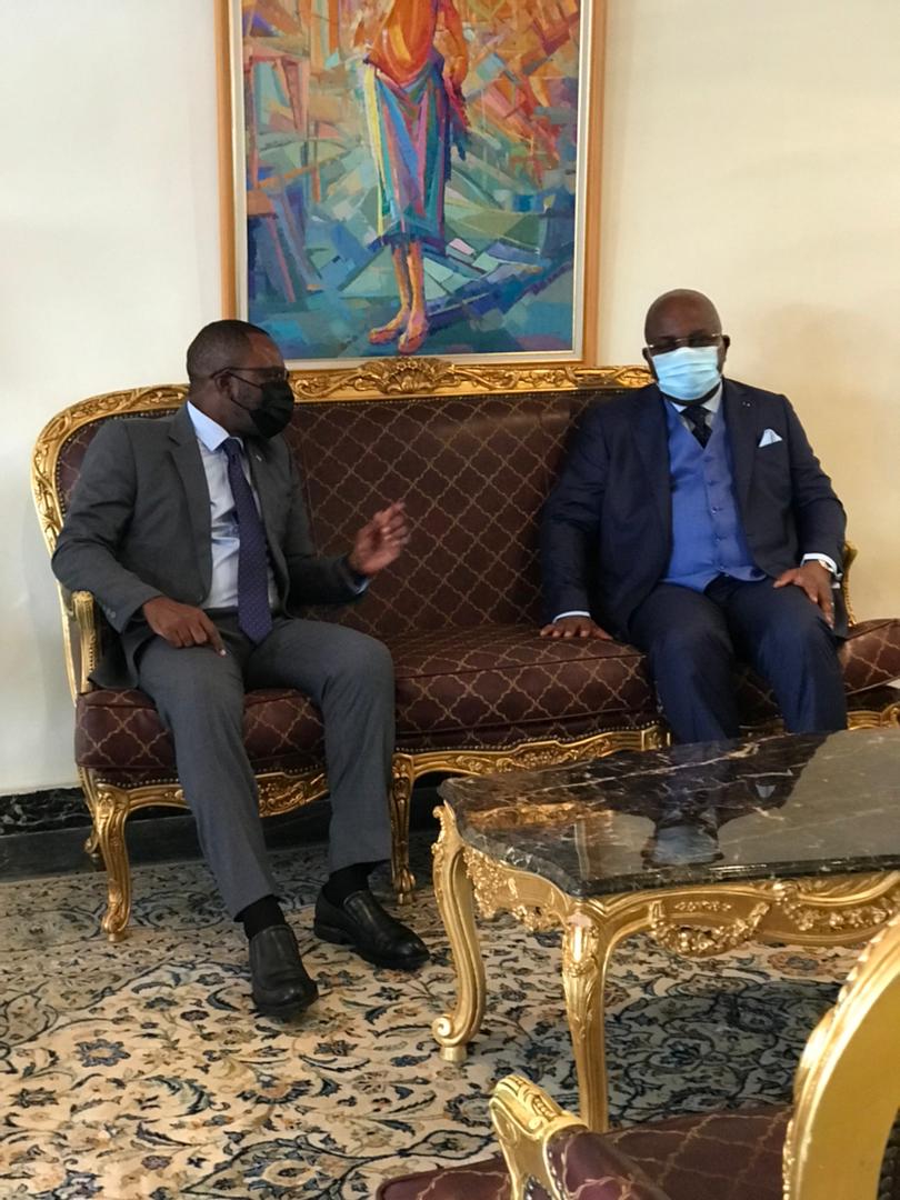 IRCAM_Congo's tweet photo. Arrivée à Brazzaville du Ministre Gabriel Mbaga Obiang Lima en charge des Mines et Hydrocarbures de la Guinée Équatoriale reçue par son Homologue et frère le Ministre Bruno Jean Richard Itoua en charge des Hydrocarbures de la République du Congo.#CBEF 2021 https://t.co/lDHX04aVdh