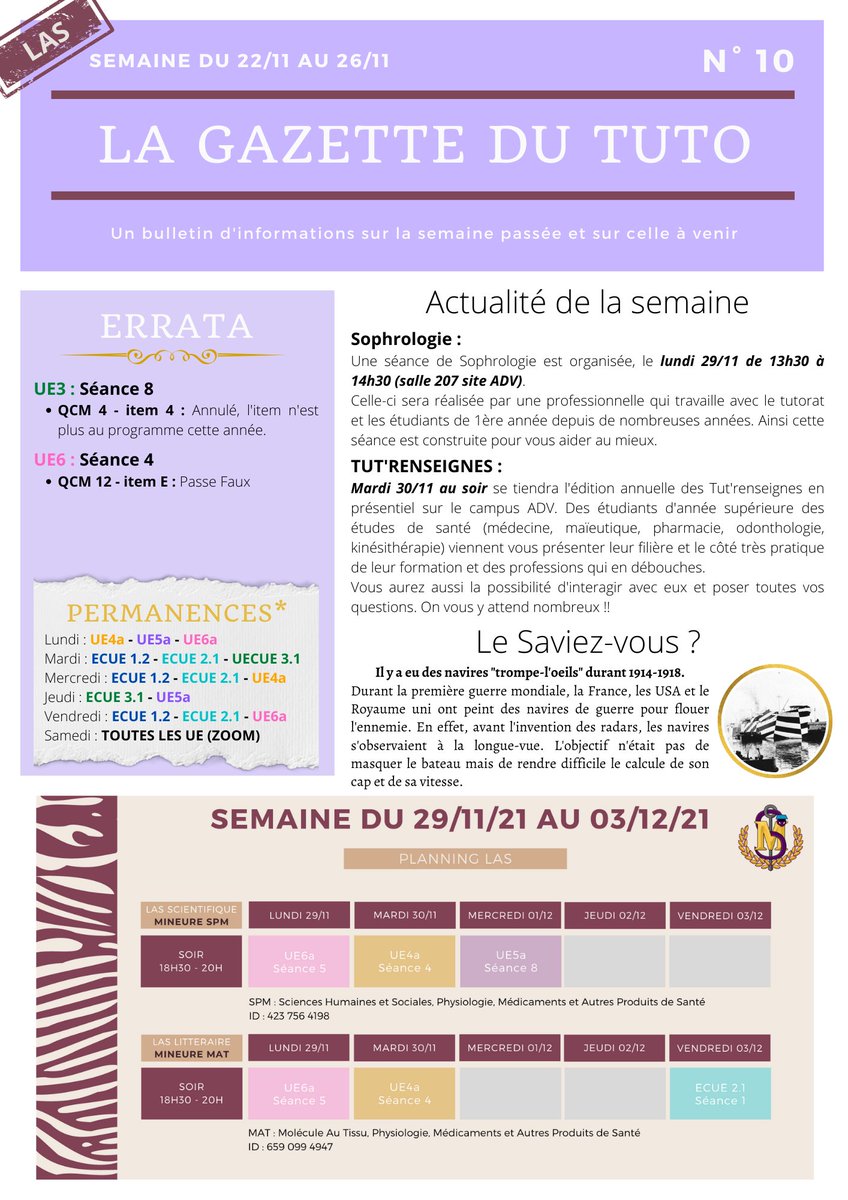 [GAZETTE DU TUTO N°10]

Bonsoir,

Les dixièmes gazettes du tutorat, PASS et LAS, sont sorties.

Bonne lecture ! 🌺