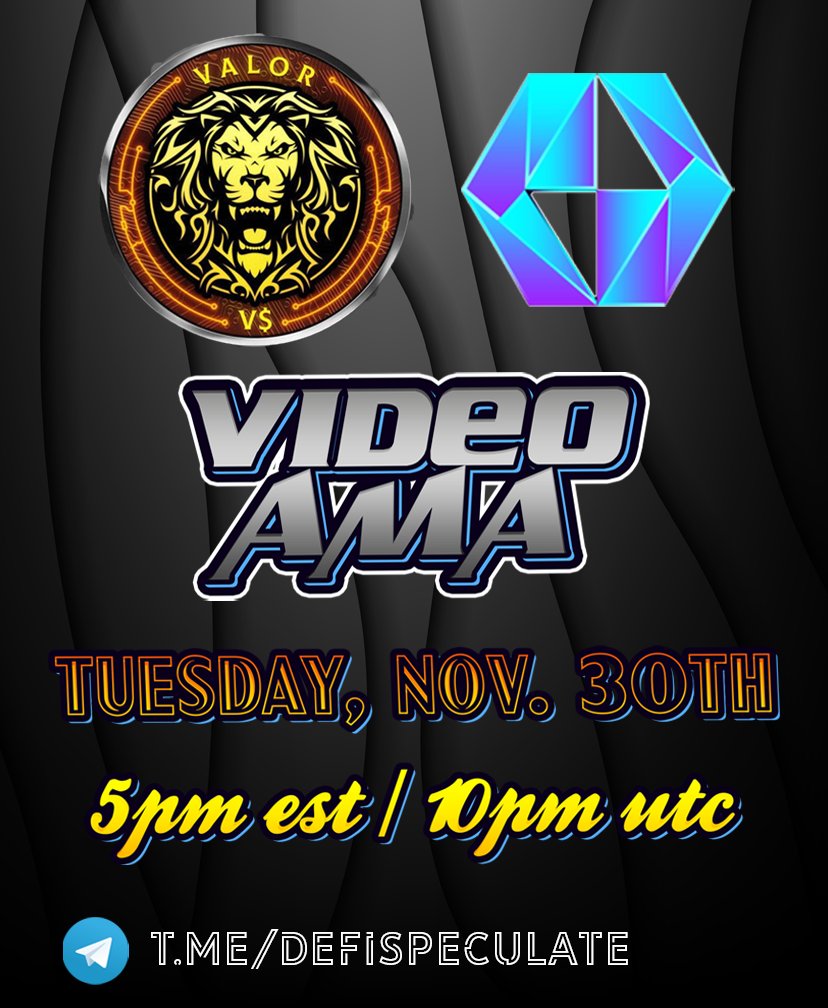 DefiSpeculate's tweet photo. DefiSpeculate is proud to announce a live VIDEO AMA with VALOR!! Valor is exclusively partnered with Ken Shamrock, and will be launching on the Greed platform 💪 Join us this TUESDAY, NOVEMBER 30TH @ 5PM EST / 10PM UTC for the AMA! 🔥

#bsc #ama #defi #crypto #Greed https://t.co/jMhpyQAF0f