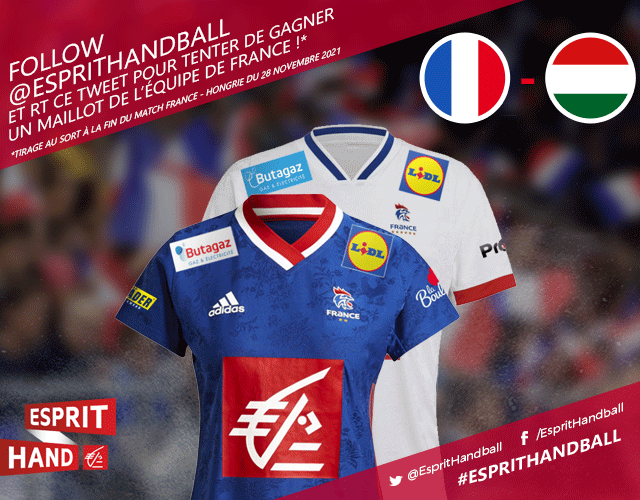 EspritHandball's tweet photo. #VousEtreUtile 
2ème match, 2ème jeu-concours ! 😃 
Tentez de gagner le maillot des Bleues à l'occasion de #FRAHON : Follow + RT pour participer au tirage au sort 🤞
#EspritHandball https://t.co/LF3X6QNqOy