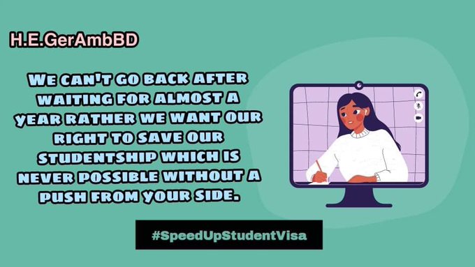 mdshahin6264's tweet photo. H.E. @GerAmbBD
The former Ambassador has promised us a fast visa process for students. Please keep his words and let us be on our campus at this last hour
@peterfahren @GermanEmbassyBD 
@CWhiteleyEU 
@MdShahriarAlam
@BDMOFA
@AKAbdulMomen
#SpeedUpStudentVisa 
#NoPauseonStudentVisa https://t.co/KRvB8B5hxH