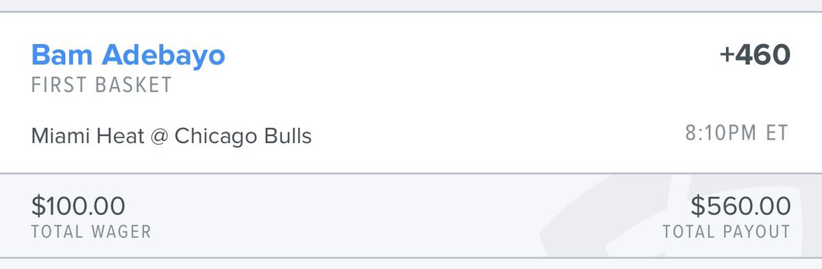 NBAFirstBasket's tweet image. GIVEAWAY Promo
My best play today is Bam Adebayo to score 1st on FD at +460. If Bam scores 1st, our friends @OddsJam and I will each give away $100 ($200 in total) to one lucky person that retweets this and follows Oddsjam. Let’s win some $ today.
