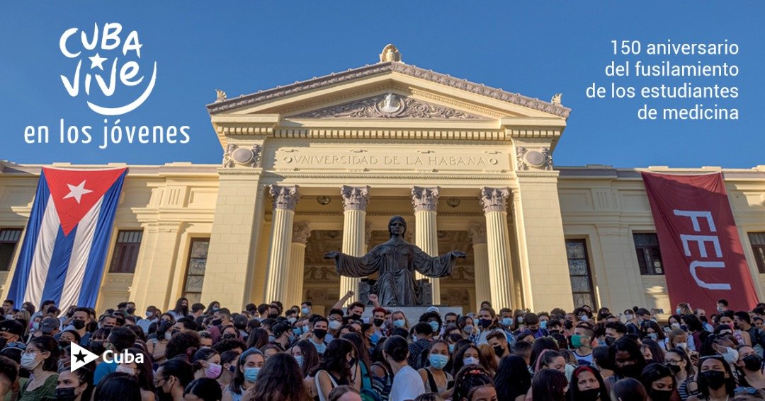 El 27 de noviembre de 1871 fue, es y será símbolo de la dignidad y de la firmeza de espíritu que tiene la juventud cubana. 

A 150 años del fusilamiento de los 8 estudiantes de medicina: 
¡Ni olvidados ni muertos! 🇨🇺

#CubaViveEnSuHistoria #CubaVive #Cuba