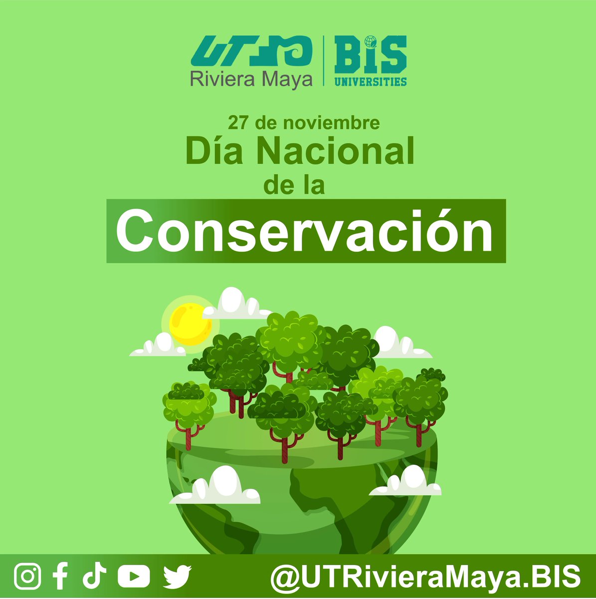UT_RivieraMaya's tweet photo. "El 27 de noviembre de 1917, se decretó el primer #ParqueNacional, el conocido como "Desierto de los Leones". Ochenta y cuatro años después, en el año 2001, la SEMARNAT decidió decretar la misma fecha para celebrar el #DíaNacional de la #Conservación,
#Sustentabilidad #UTRM https://t.co/M7dlJcInfx