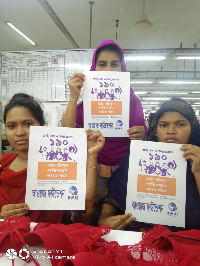 Awaj_fdn's tweet photo. On this #16daysofactivism we're campaigning for the Bangladesh government to #ratifyiloC190 as it saves life and ensures safe workplace for women. 
#orangetheworld#stopvoilenceagainstwomen
 @fash_rev @remake @apwld https://t.co/lz9f2S7rn5