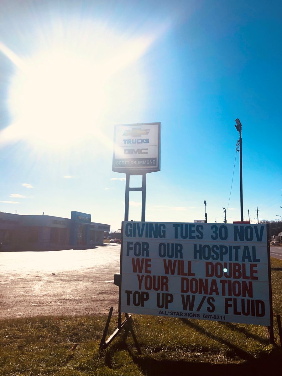 Join us next Tues. Nov. 30th for #GivingTuesday and give what you can; your donation will be TRIPLED! Washer fluid top-ups and Tim's coffee will be served.