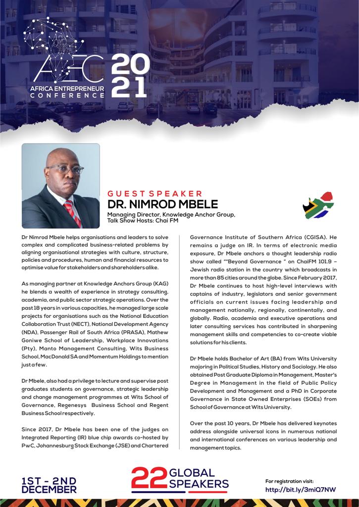 Pillar of Strength Media (Pty) Ltd🇿🇦 (@posmedia1) on Twitter photo Coming to the Afripreneur Conference stage this year:
Dr Dr Nimrod Mbele
Managing Director-
Knowledge Anchors Group
Talk Show Host- 101.9 Chai FM <a href="/chaifm/">ChaiFM</a> <a href="/POSMedia1/">Pillar of Strength Media (Pty) Ltd🇿🇦</a> <a href="/AfripreneurC/">Afripreneur Conference</a> <a href="/AnyomiCharles/">Charles Anyomi</a> <a href="/POSMedia1/">Pillar of Strength Media (Pty) Ltd🇿🇦</a> <a href="/madwayisa/">Pearl Dwayisa (CPRP)🇿🇦</a> <a href="/thekingbello/">kingbello.eth 💜💾</a> <a href="/godfreyinafrica/">godfrey madanhire</a> <a href="/LwandaDuma/">IG: @LwandaDuma</a> <a href="/Silomotion/">Silomotion</a> Coming to the Afripreneur Conference stage this year:
Dr Dr Nimrod Mbele
Managing Director-
Knowledge Anchors Group
Talk Show Host- 101.9 Chai FM <a href="/chaifm/">ChaiFM</a> <a href="/POSMedia1/">Pillar of Strength Media (Pty) Ltd🇿🇦</a> <a href="/AfripreneurC/">Afripreneur Conference</a> <a href="/AnyomiCharles/">Charles Anyomi</a> <a href="/POSMedia1/">Pillar of Strength Media (Pty) Ltd🇿🇦</a> <a href="/madwayisa/">Pearl Dwayisa (CPRP)🇿🇦</a> <a href="/thekingbello/">kingbello.eth 💜💾</a> <a href="/godfreyinafrica/">godfrey madanhire</a> <a href="/LwandaDuma/">IG: @LwandaDuma</a> <a href="/Silomotion/">Silomotion</a>