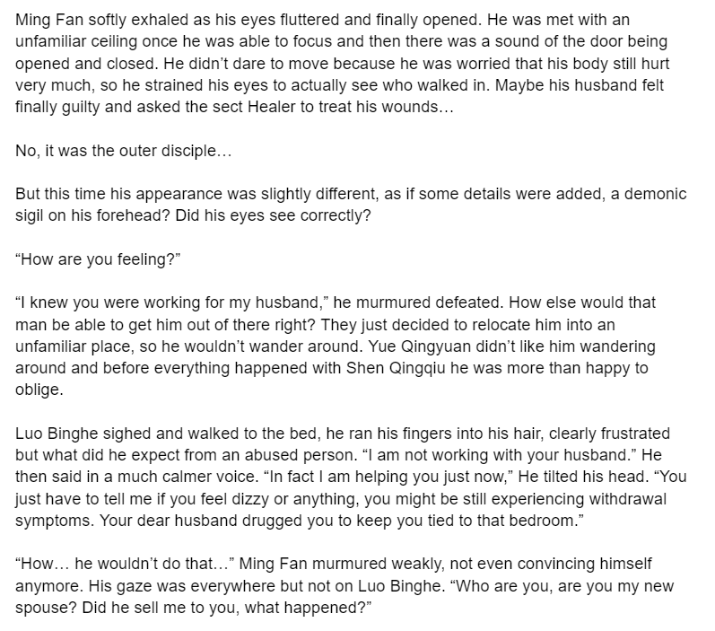 Lartharion's tweet photo. I promised bonus for day 5 and didn't deliver, I am sorry I just wasn't feeling it much; so what was supposed to be the bonus is for Day 6
// kidnapping
6/7
#MingFanWeek2021 #svsss https://t.co/uQHJafpyEb