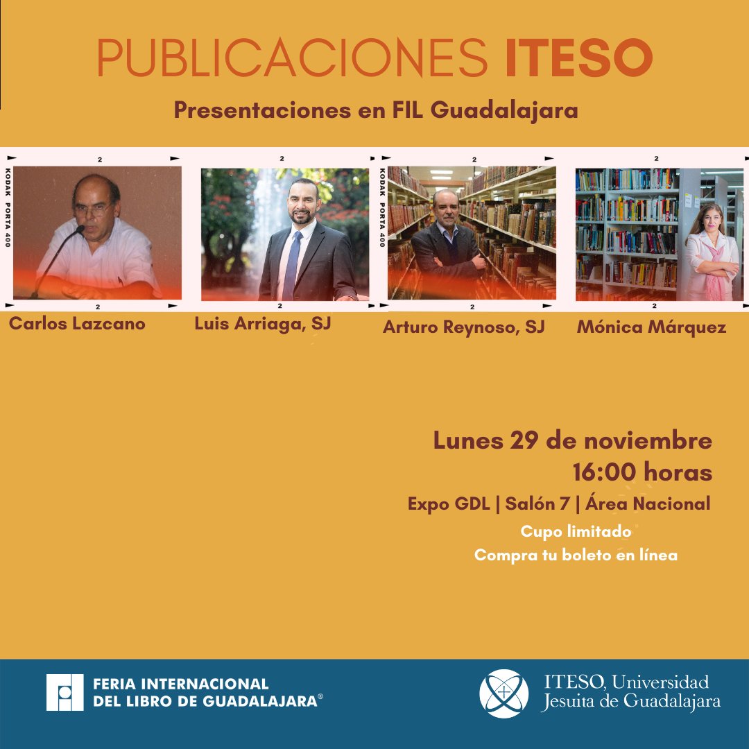 PublicaITESO's tweet photo. #EdicionesJesuitas #ITESOenLaFIL
Este lunes 29 el @ITESO presenta 📣
🕓16:00 hrs📚Kino en California, de Carlos Lazcano y Gabriel Gómez. Presentan Luis Arriaga, SJ, Arturo Reynoso, SJ y Mónica Márquez. Expo GDL | Salón 7 | Área Nacional. @Jesuitas_Mexico @suj_contigo https://t.co/XiG7VkwIIV