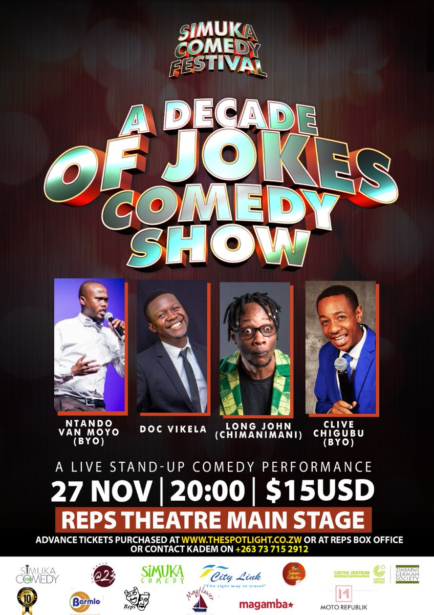 simukacomedy's tweet photo. Day 2 of #SimukaComedyFestival2021
#AmaSports
#DecadeOfJokes
#SimukaComedyFestival2021
#FreeVoiceTakeCharge #Simuka10 #ZimComedy
#RepsTheatre #Barmlo #Magamba #23 #CityLink #ZimbabweGermanSociety #Mayflower #TheSekesaiCollective #MotoRepublic #SimukaTV
#SimukaComedy๐ฟ๐ผ๐ฟ๐ผ๐ฟ๐ผ https://t.co/sClLc4R6Gd