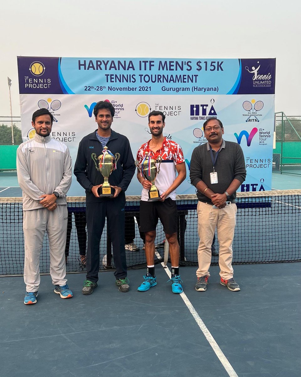 bigvish10's tweet photo. Congratulations @yukibhambri & @SakethMyneni on Winning the Doubles Event at The Haryana ITF MENS 15k Tennis Tournament being held at The Tennis Project @AITA__Tennis #ITFWorldTennisTour #TheTennisProject #gurgaon #Haryana #india #hardwork #determination @aniljaindr @CMOHaryana https://t.co/8bXKVwgXVz