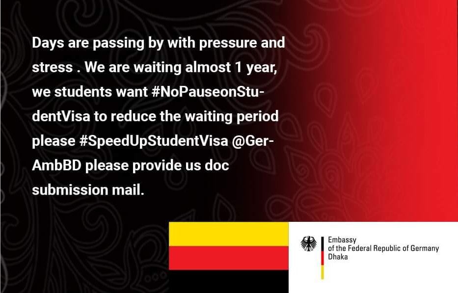dangermax4056's tweet photo. H.E. @GerAmbBD
The former Ambassador has promised us a fast visa process for students.Please keep his words and let us be on our campus at this last hour
@peterfahren
 @GermanEmbassyBD
 @CWhiteleyEU
 @MdShahriarAlam
@BDMOFA
@AKAbdulMomen
#SpeedUpStudentVisa 
#nopauseonstudentvisa https://t.co/LR5BDs0xIL