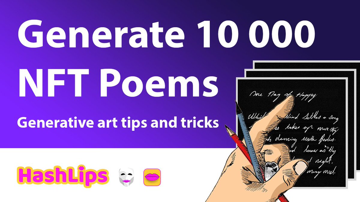 Hashlipsnft's tweet photo. Want to learn the tips and tricks on generative art? Well here is the video series that will reveal it all! 👄

Video:
https://t.co/Jue5Z63pA2

Discord:
https://t.co/6GdhucQyld

#code #generative #art #nft #hashlips #generativeart #programming https://t.co/3lfefvtpaw