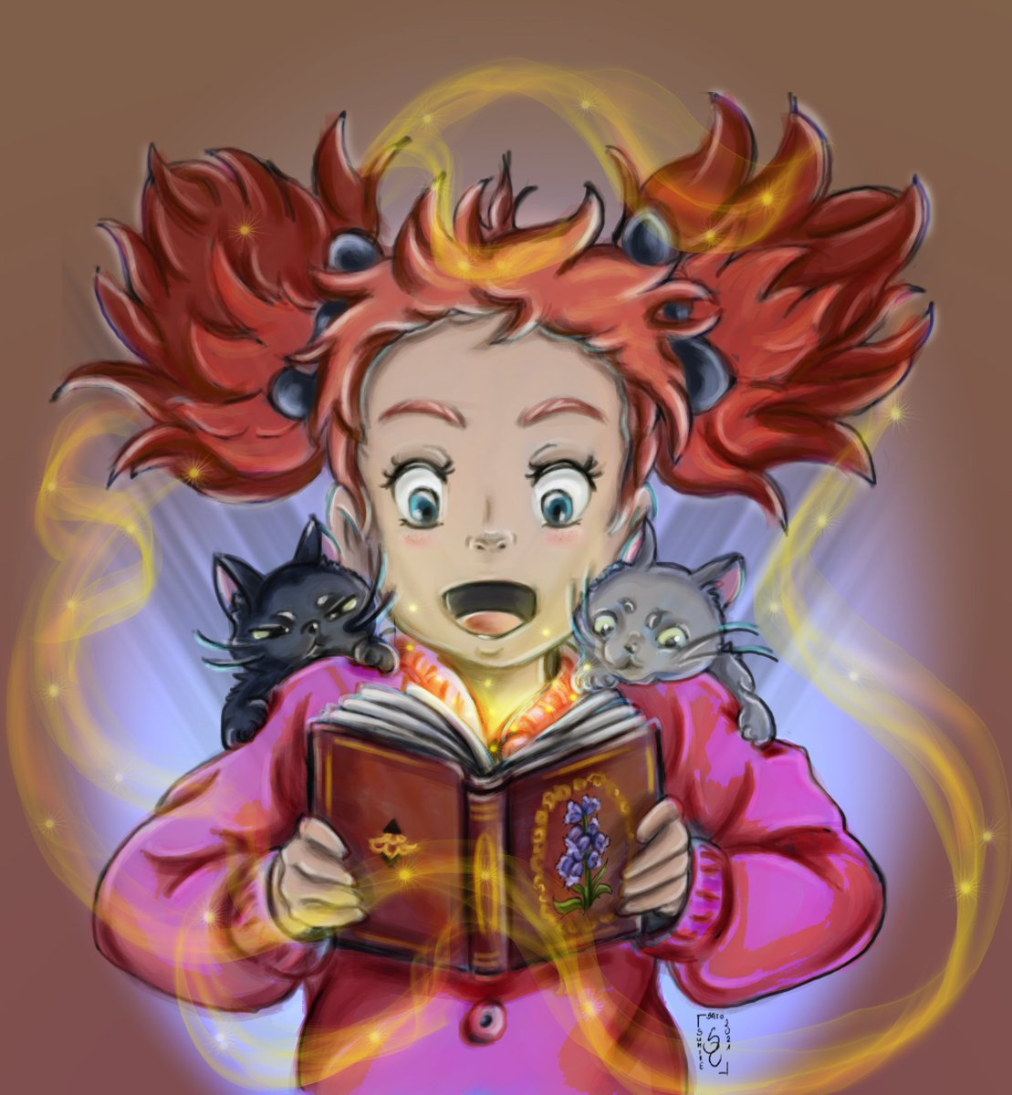 SumireSato4's tweet photo. Ghibli November 4th week : Magical challenge
I really enjoyed this week. I learnt a lot. I hope you  have as magical weekend as Mary has reading that book.
#ghibli #ghiblinovember #Magic #cat #magicflower #girl #Mary #digitalart https://t.co/7v9Ufipc64