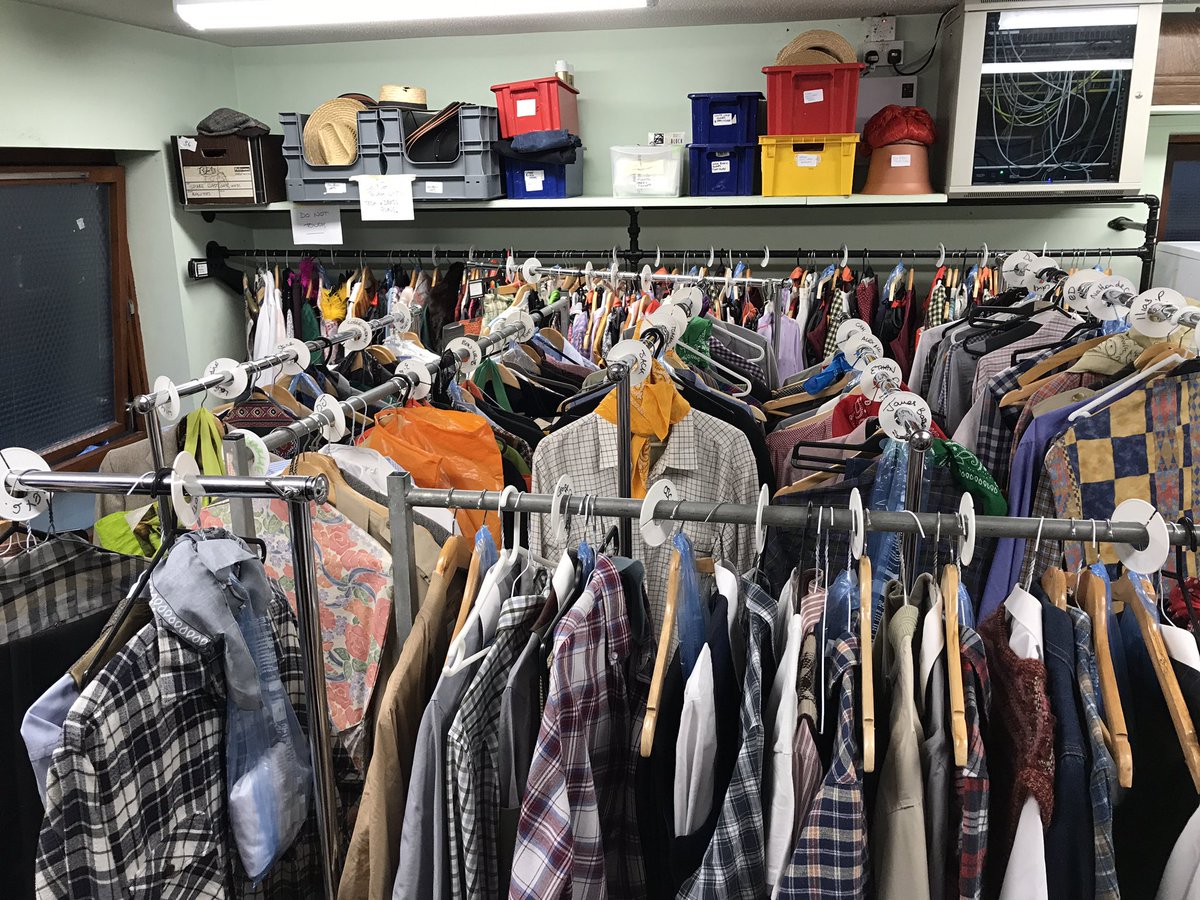ElthamWardrobe's tweet photo. 180 costumes checked, sorted and pressed, plus boxes of cowboy hats, straw boaters, gloves, shawls, ribbons, hair accessories and make up ready for our tech rehearsal tomorrow; “Curtains The Musical” is costume ready! @ElthamDrama @ElthamCollegeUK https://t.co/t3kXkCdYIX