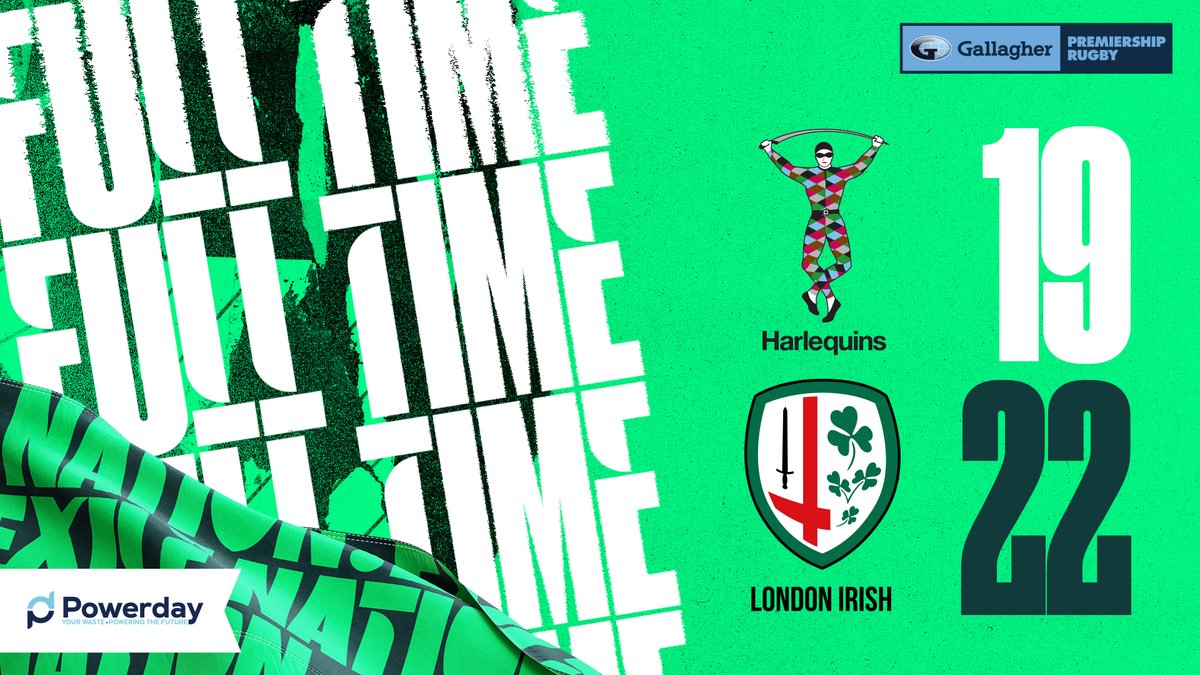 londonirish's tweet photo. FULL-TIME: IRISH WINNNNN!! 

What a win. What a match. What a team. ☘️

👉 19-22 #HARvLIR https://t.co/lwFch5Bx79