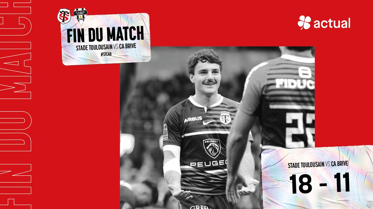 StadeToulousain's tweet photo. 🏁 𝕍𝕀ℂ𝕋𝕆𝕀ℝ𝔼 ! 🎆

Au forceps, nos Stadistes s'imposent face à Brive et conservent leur invincibilité à la maison 🔥

#STCAB https://t.co/OAEyHxRrPz