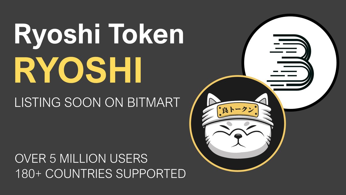 TokenRyoshi's tweet photo. 🚨EXCITING NEWS!🚨 #BitMart will be listing #$RYOSHI ! This is a massive move and we are excited to share this milestone with the #RyoshitokenArmy and the world! Stay tuned for dates! https://t.co/pyE7Qgbsam