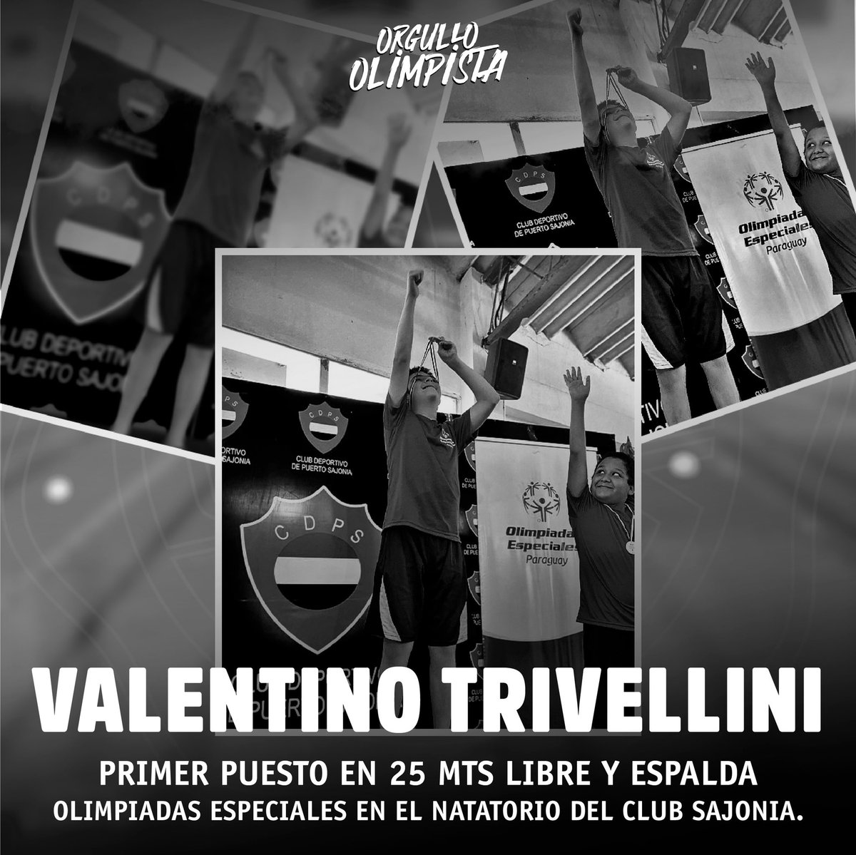 OrgulloOlimpia's tweet photo. ¡Felicidades, Valentino! 👏

Primer puesto de las pruebas de 25 metros (libre y espalda) en el Torneo de Natación de las Olimpiadas Especiales, realizado en el Club Deportivo Sajonia.🥇🏊🏻‍♂️

¡Un verdadero #OrgulloOlimpista!

#AyudáAlOlimpia
#HaceteHinchaOficial ⚪⚫⚪ https://t.co/4RSHfvuPEq