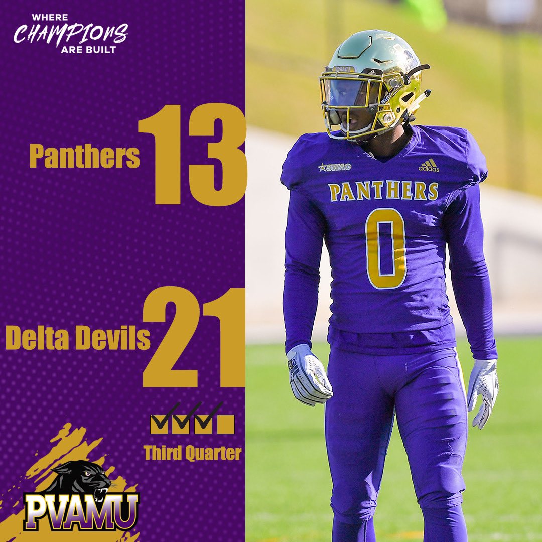 PVAMUPanthers's tweet image. PVAMUFOOTBALL🏈:

THIRD QUARTER COMPLETE✅ Stay tuned for the final score‼️ 

#wherechampionsarebuilt #PVAMUFOOTBALL