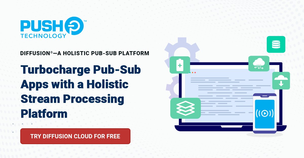 push_technology's tweet photo. Reduce the complexity of Pub-Sub apps with a holistic platform using low-code features that reduce development effort and improve time-to-market of applications. Try Diffusion Cloud for FREE now: https://t.co/SR1pKmNXG9
#diffusioncloud #eventdata #developers #technology https://t.co/O6FLT45d1l