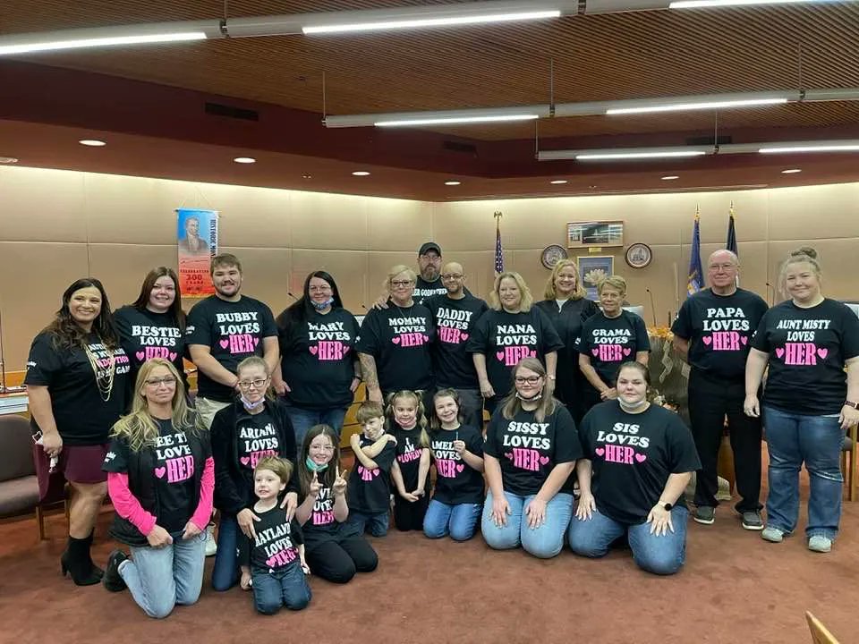 MISupremeCourt's tweet photo. Celebrating #AdoptionDay in Monroe County with Chief Probate Judge Cheryl Lohmeyer and Probate Judge Frank Arnold. #AdoptionEqualsLove #NationalAdoptionMonth https://t.co/GHvGWXMVc1