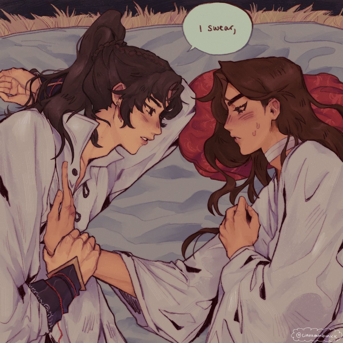 redrew one of the manhua panels for a spotify cover!! speaking of spotify go listen to my playlists if u want ˏ₍•ɞ•₎ˎ they r my pride and joy and cringe #tgcf #hualian