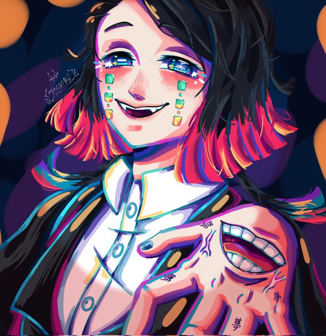 Little Flame🔥✨🪷COMMS OPEN🪷さんがTwitterに投稿した魘夢(鬼滅の刃)のイラスト。