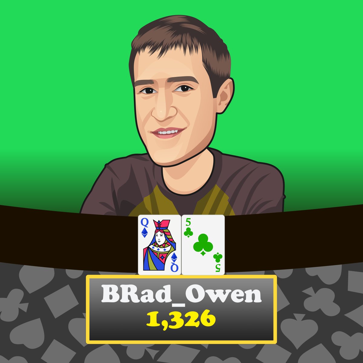 Inspired by <a href="/TheBradOwen/">Brad Owen</a>. Prolific poker vlogger and fellow pioneer of the "Meet-Up Game"📽️
#pokerlegendsnft